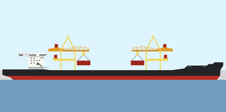 Loading the container on a shipのイラスト素材