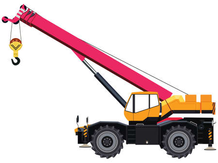 Self-propelled wheeled crane on white backgroundのイラスト素材