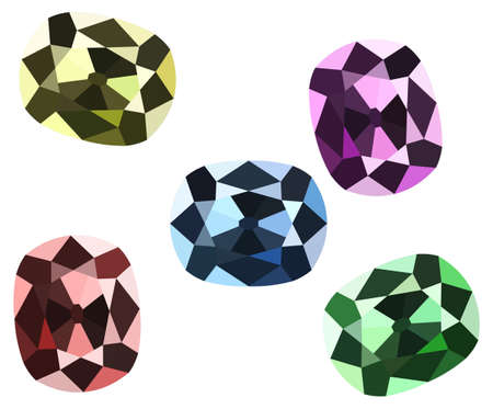 Set of gemstones on a white backgroundのイラスト素材