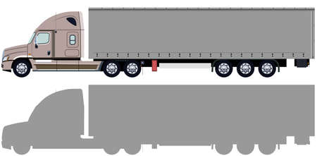 Truck with trailer and truck silhouetteのイラスト素材