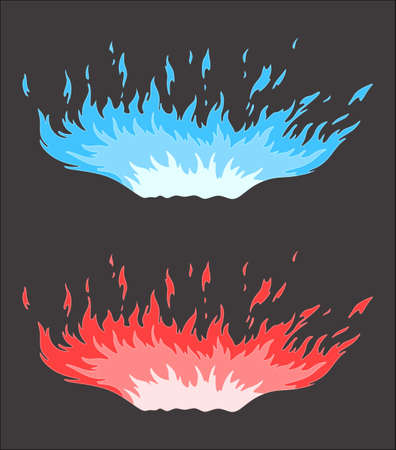 Blue and red flame on a gray backgroundのイラスト素材