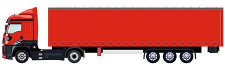 Red truck without a trailer on a white backgroundのイラスト素材