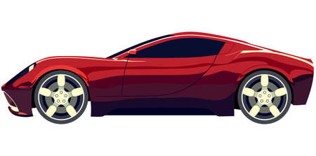 Side sports red car on a white backgroundのイラスト素材