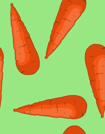 Seamless texture of carrots on a green background