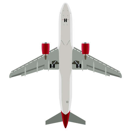 Passenger plane view from below on a white backgroundのイラスト素材