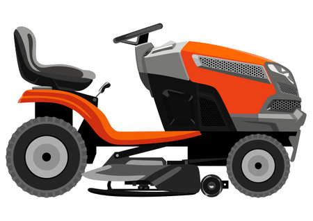 Red lawnmower on a white backgroundのイラスト素材
