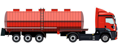 The tank with a truck on a white backgroundのイラスト素材