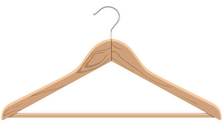 Wooden hanger on a white backgroundのイラスト素材