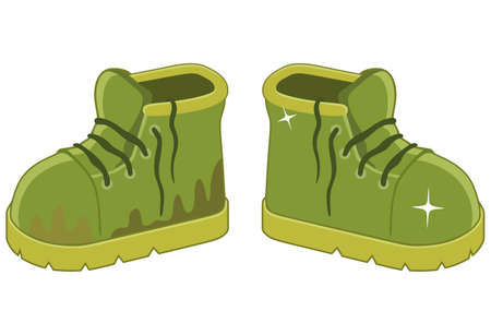 Clean and dirty boots on a white backgroundのイラスト素材