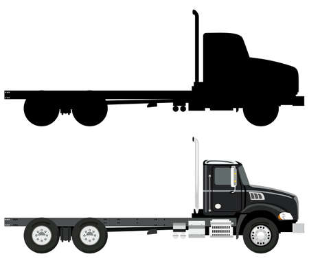 Black truck without a trailer on a white backgroundのイラスト素材