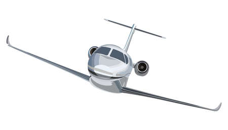 Flying a plane front view on a white backgroundのイラスト素材