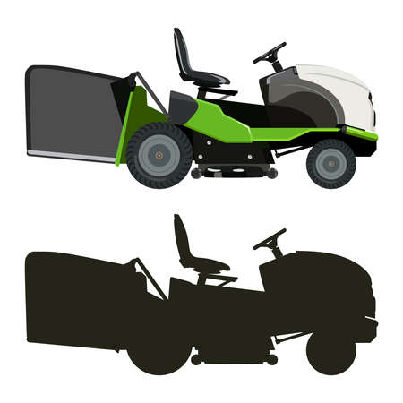 Green lawnmower on a white backgroundのイラスト素材