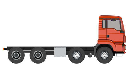 Red truck without a trailer on a white backgroundのイラスト素材