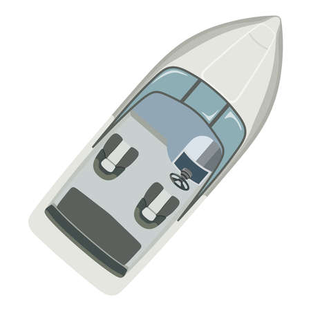 Drawing gray motorboat on a white backgroundのイラスト素材