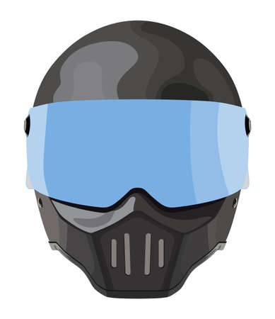 Black motorcycle helmet on a white backgroundのイラスト素材