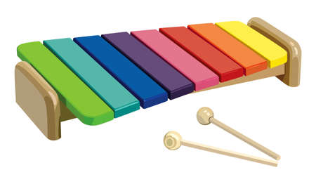 Children's rainbow xylophone  illustration.のイラスト素材