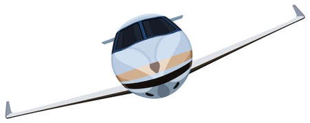 Flying a plane front view on a white backgroundのイラスト素材