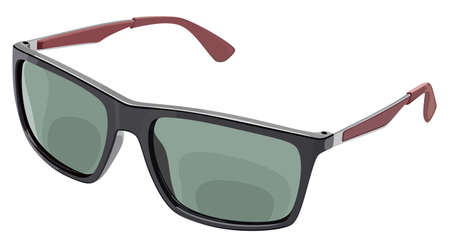 Gray sunglasses side view on a white color illustration.