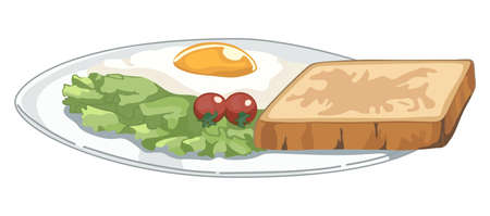 Plate with breakfast on white backgroundのイラスト素材