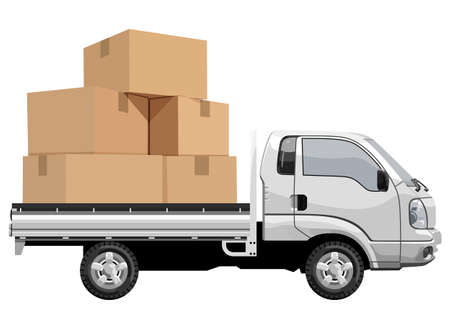 Filled truck on white backgroundのイラスト素材