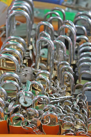 display of padlocks for saleの写真素材
