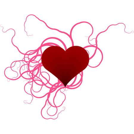 illustration of a heart surrounded by ribbonsの写真素材