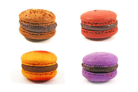 colourful macaroons isolated on white backgroundの写真素材