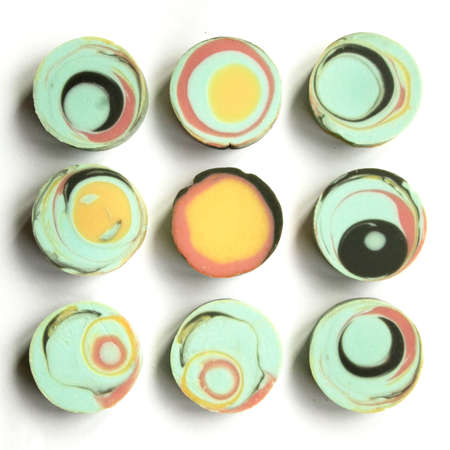 Artisanal round handmade soap の写真素材