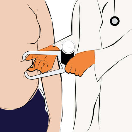 doctor checked Visceral Fat Level in abdomenの写真素材