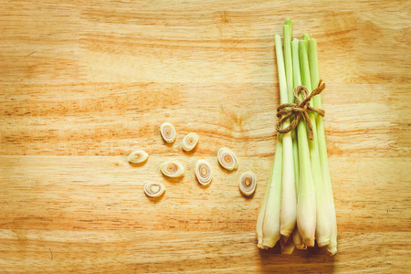 Lemon grass , Lemon Grass on wood background.の写真素材