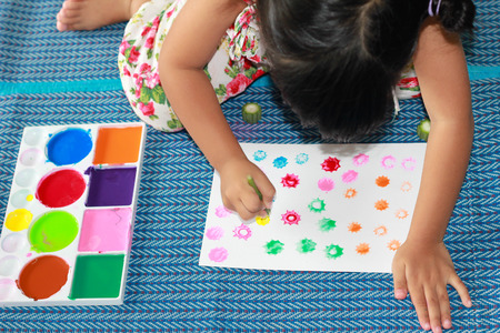 Children color pump , Color pump, children pump , Activities for making fruit and vegetable water pumpsの写真素材