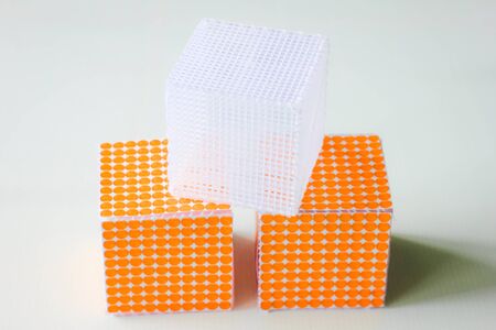 Montessori material , Montessori material - D.I.Y. Beads and hundreds of thousands on white...