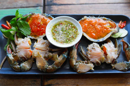 Pickled egg crab with fish sauce, Thai foodの写真素材