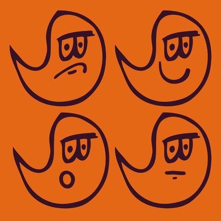 Set of ghosts with different emotions vectorのイラスト素材