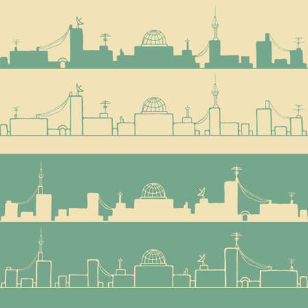 Cartoon city silhouettes illustrationのイラスト素材