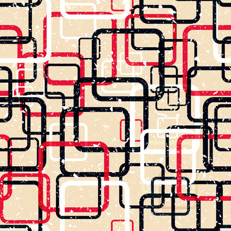Seamless retro bckground with rounded squares and grunge texture, vector illustrationのイラスト素材