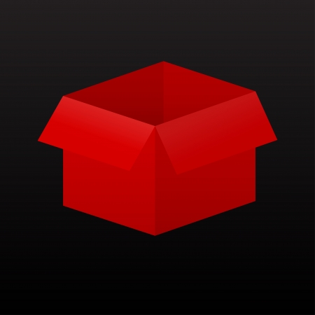 Opened red box isolated on dark background, vector illustrationのイラスト素材