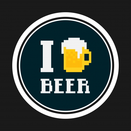 Pixel art I love beer backgroundのイラスト素材