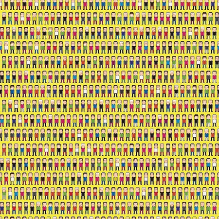 Seamless background with pixel peopleのイラスト素材