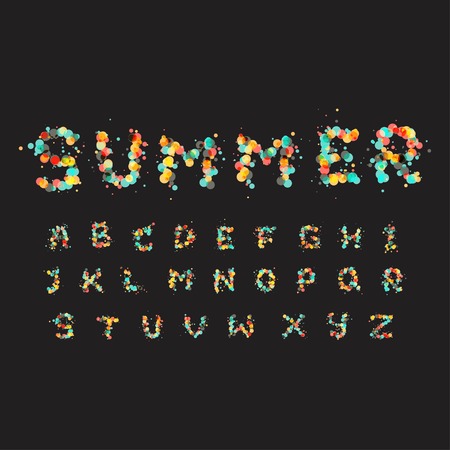 Alphabet letters consist of many color bubblesのイラスト素材