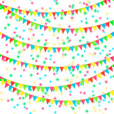 Abstract background with flags and blurred confettiのイラスト素材