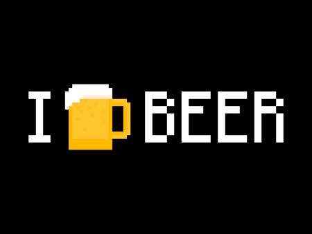 I love beer phrase with pixel art beer mug for t-shirt or posterのイラスト素材