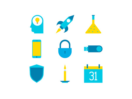 Set of flat icons for a website or applicationのイラスト素材