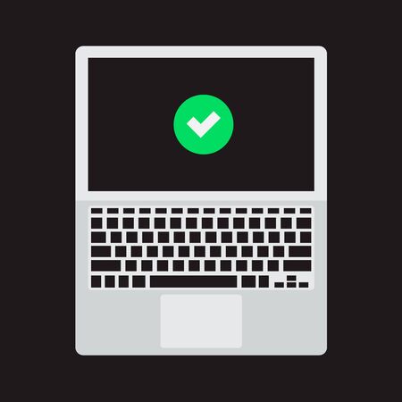 Laptop flat icon isolated on dark backgroundのイラスト素材