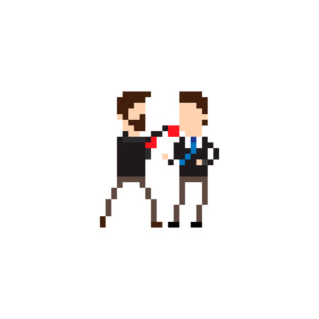 Two pixel art fighting characters, one hitting otherのイラスト素材