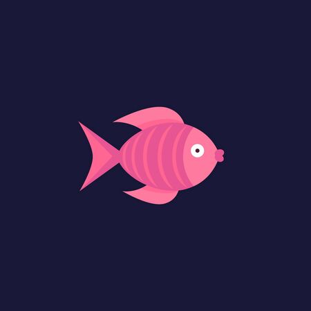 Fish flat icon isolated on dark blue backgroundのイラスト素材