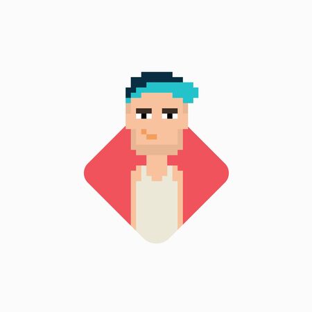 Pixel art guy in rounded rectangle frame