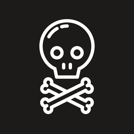 Outline pixel perfect skull icon on dark backgroundのイラスト素材