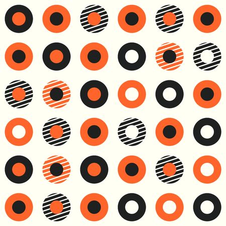 Abstract retro background with many black and red circles