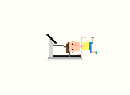 Pixel art character falling on the treadmillのイラスト素材